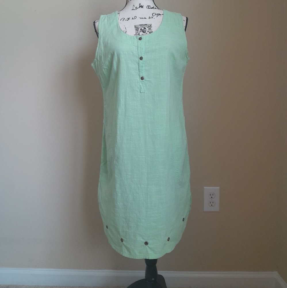 Ezze Wear sleeveless dress lightweight cotton munt green women's S